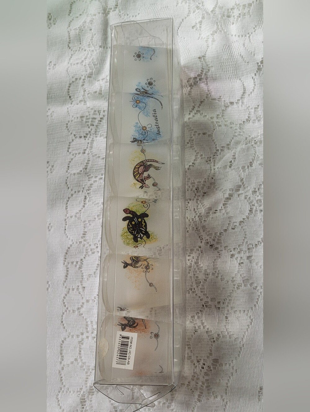 Australian Frosted Glass Shot Glasses with Multicolor Animal Motifs
